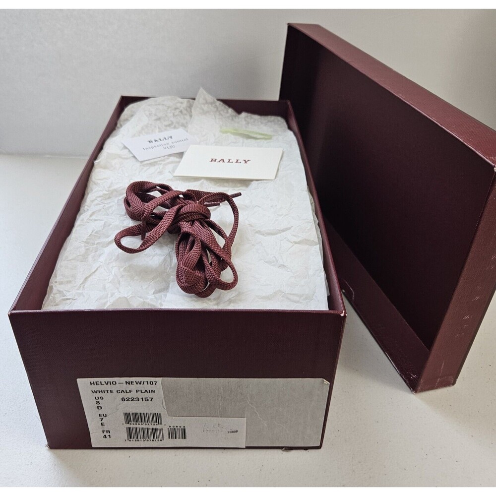 BALLY Sneakers White HELVIO-107 Mens Sz US 8D With Box Extra Laces Trainspotting - Picture 7 of 8